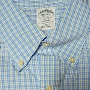 Brooks Brothers Light Blue Plaid Dress Shirt